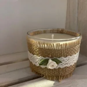 Bougie toile de jute et rose 150gr senteur Verveine - Orange