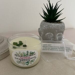 Bougie naturelle avec pierres lithothérapie