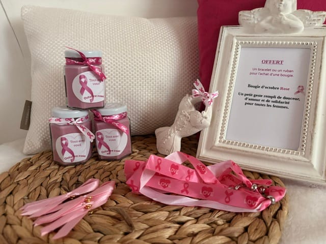 🌸 Bougie Octobre Rose – Bois de Oud